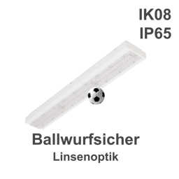 LED-Aufbauleuchte ballwurfsicher, Linsenoptik, IP65, L 400 mm